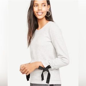 Ann Taylor Ribbon Sweatshirt Heather Gray Size Large Bows Athleisure